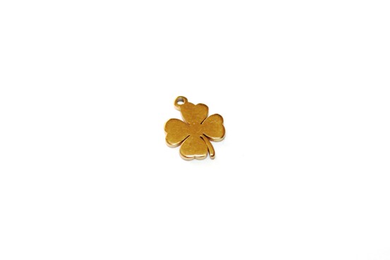 Berloque Trevo Aço Dourado 10mm