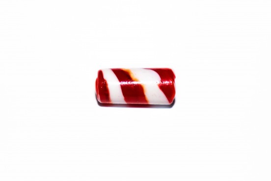 Murano Tubo 25mm Vermelho c/ Branco